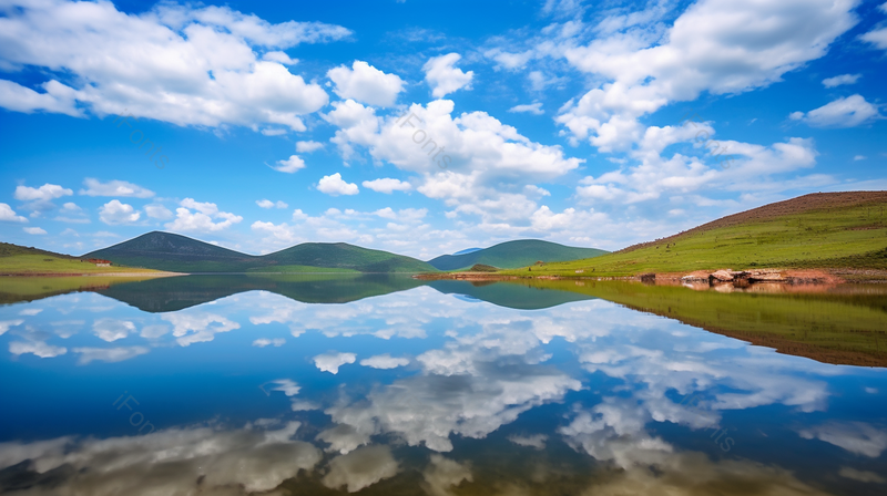 泸沽湖蓝天白云山水倒影美景高清特写摄影图,高清,摄影图,摄影图片,图片大全,摄影图免费下载